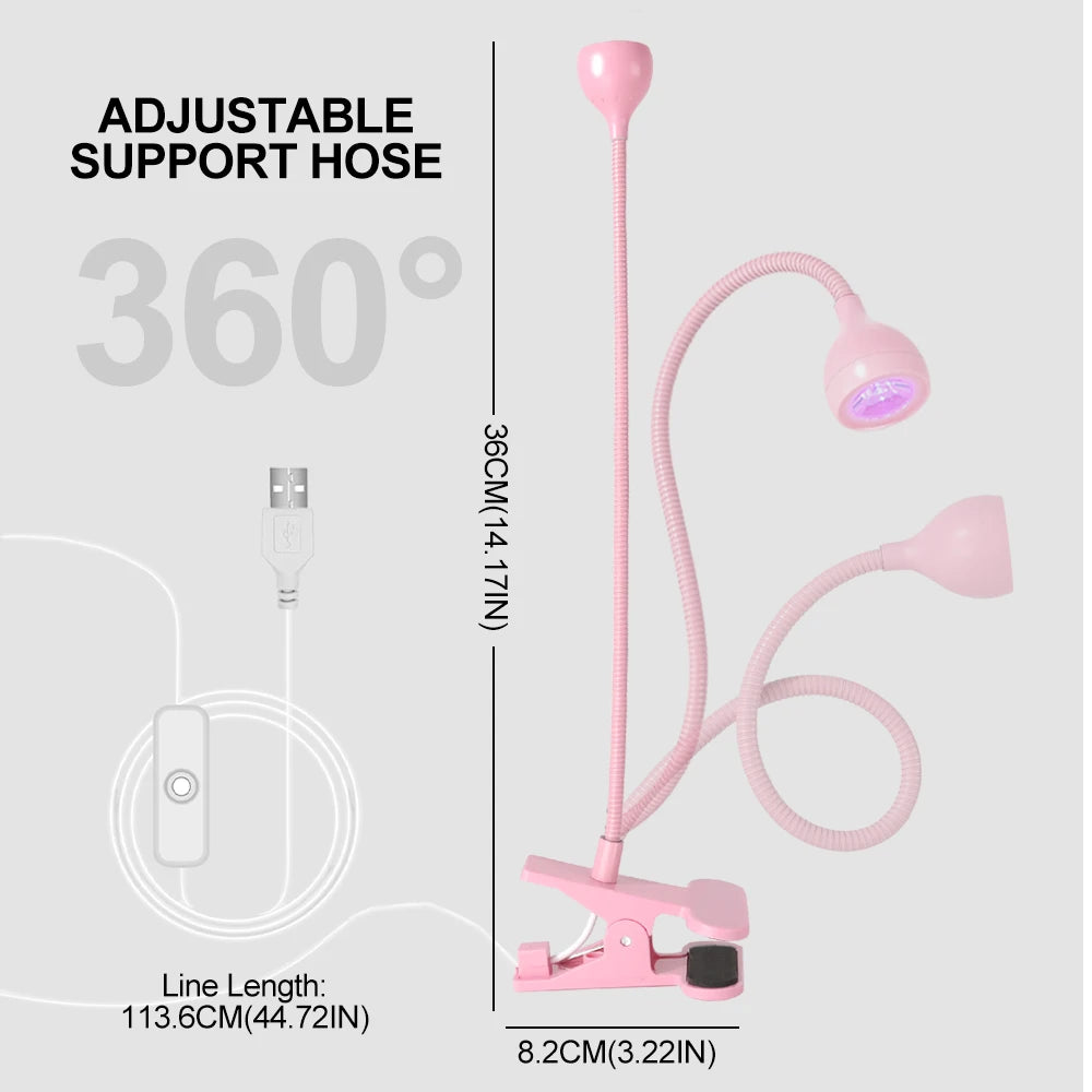 Nail LED UV Lamp for Drying Gel Nails Polish Clip-On Flexible Desk Mini Portable USB Nail Lamp UV Light Dryer for Manicure Salon Nail LED UV Lamp for Drying Gel Nails Polish Clip-On Flexible Desk Mini Portable USB Nail Lamp UV Light Dryer for Manicure Salon