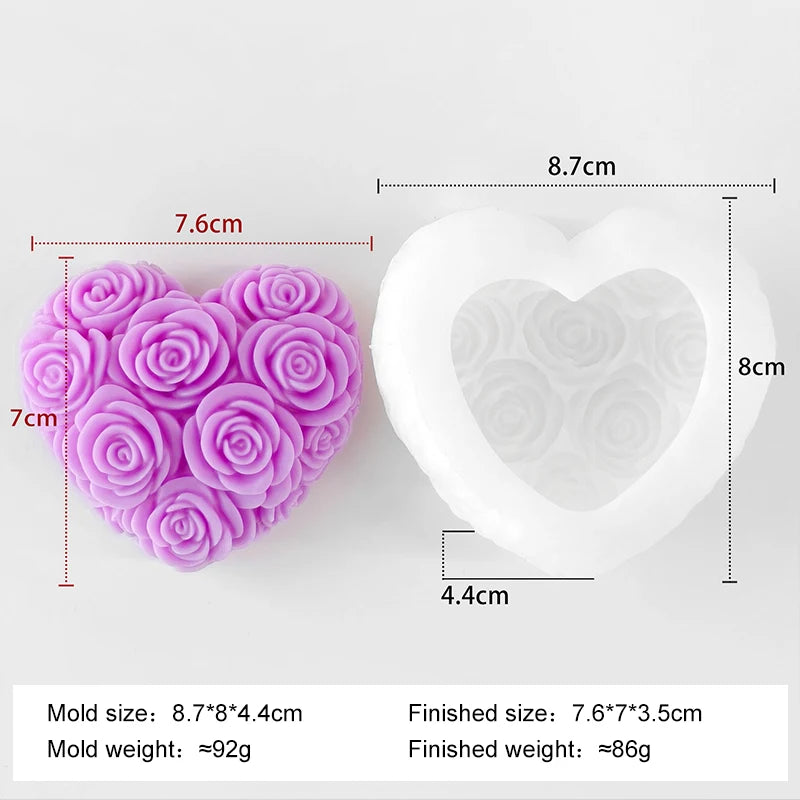 DIY Love Rose Flowers Valentine's Day Candle Mold Aroma Gypsum Resin Silicone Mould Handmade Soap Candle Making Supplies DIY Love Rose Flowers Valentine's Day Candle Mold Aroma Gypsum Resin Silicone Mould Handmade Soap Candle Making Supplies