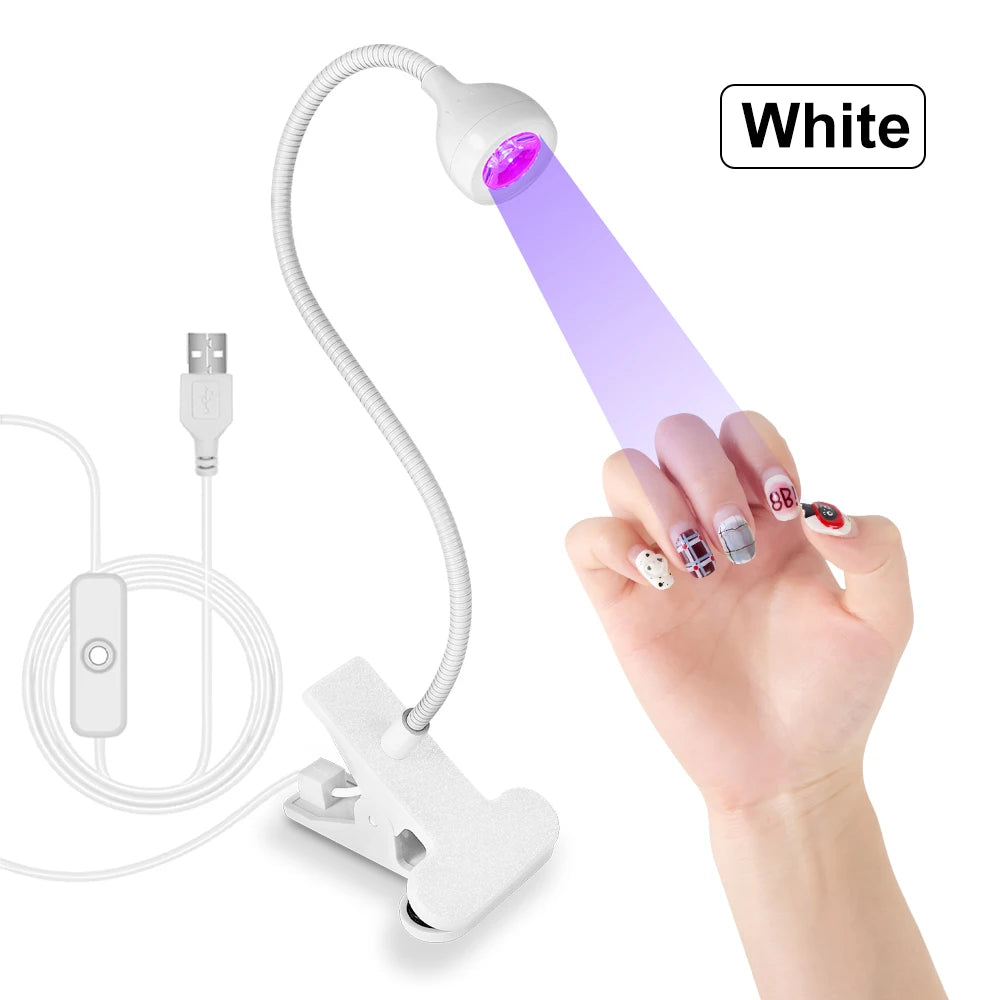 Nail LED UV Lamp for Drying Gel Nails Polish Clip-On Flexible Desk Mini Portable USB Nail Lamp UV Light Dryer for Manicure Salon Nail LED UV Lamp for Drying Gel Nails Polish Clip-On Flexible Desk Mini Portable USB Nail Lamp UV Light Dryer for Manicure Salon