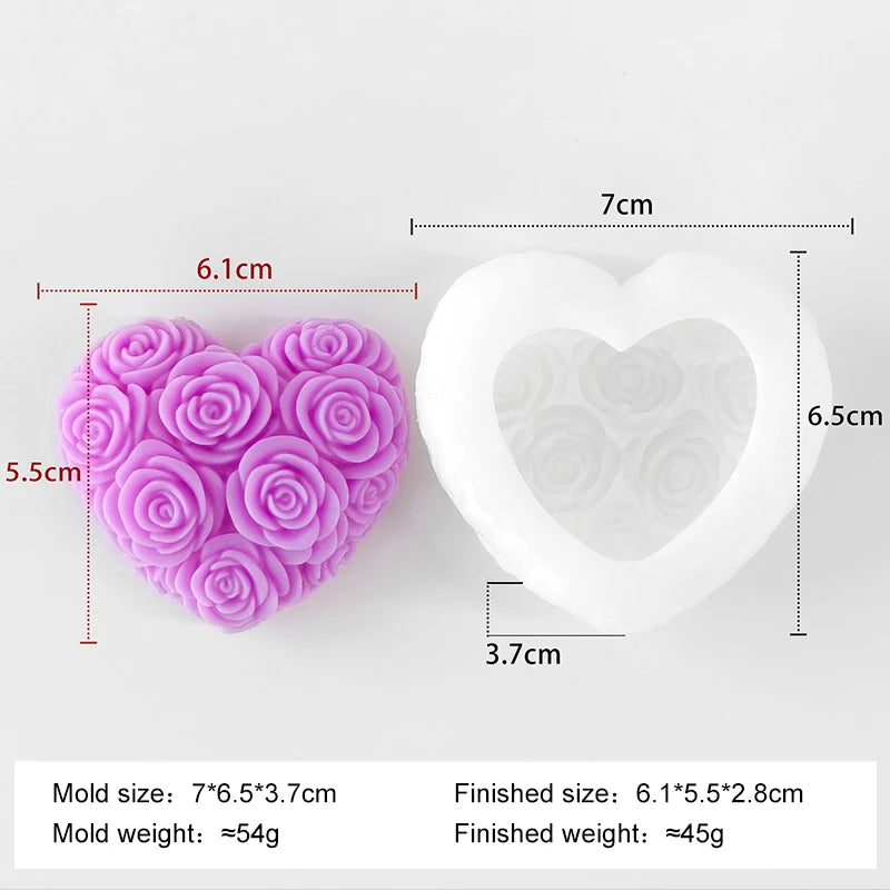 DIY Love Rose Flowers Valentine's Day Candle Mold Aroma Gypsum Resin Silicone Mould Handmade Soap Candle Making Supplies DIY Love Rose Flowers Valentine's Day Candle Mold Aroma Gypsum Resin Silicone Mould Handmade Soap Candle Making Supplies