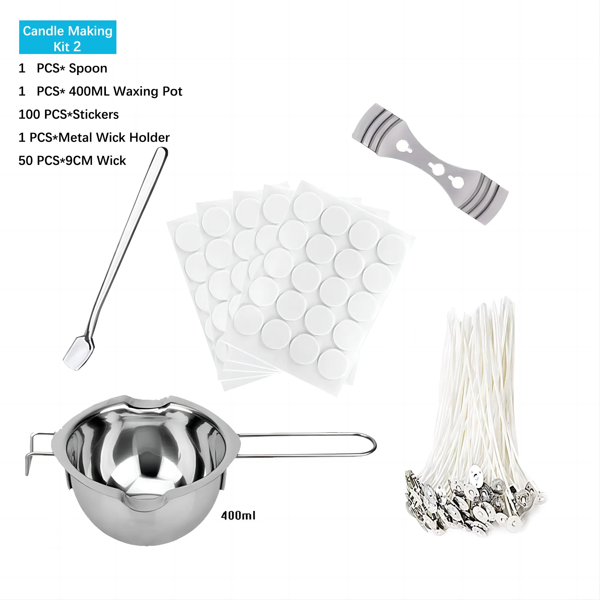 DIY Candle Making Tools Kit - Includes Pouring Pot Wax Melting Material Aromatherapy Wicks & Holder for Crafting Homemade Candle DIY Candle Making Tools Kit - Includes Pouring Pot Wax Melting Material Aromatherapy Wicks & Holder for Crafting Homemade Candle