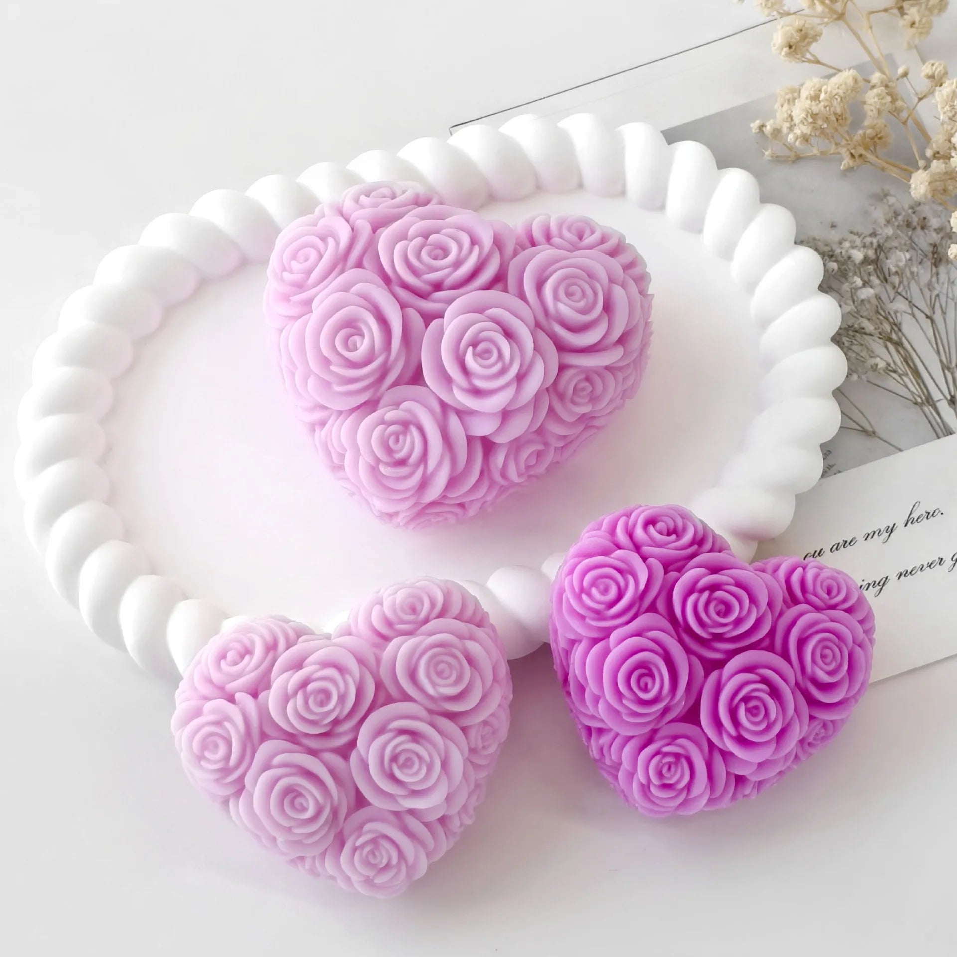 DIY Love Rose Flowers Valentine's Day Candle Mold Aroma Gypsum Resin Silicone Mould Handmade Soap Candle Making Supplies DIY Love Rose Flowers Valentine's Day Candle Mold Aroma Gypsum Resin Silicone Mould Handmade Soap Candle Making Supplies