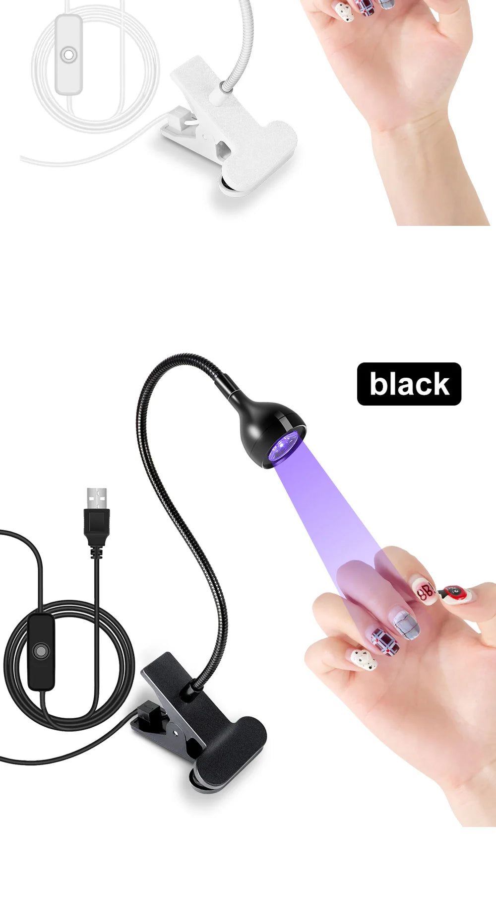 Nail LED UV Lamp for Drying Gel Nails Polish Clip-On Flexible Desk Mini Portable USB Nail Lamp UV Light Dryer for Manicure Salon Nail LED UV Lamp for Drying Gel Nails Polish Clip-On Flexible Desk Mini Portable USB Nail Lamp UV Light Dryer for Manicure Salon