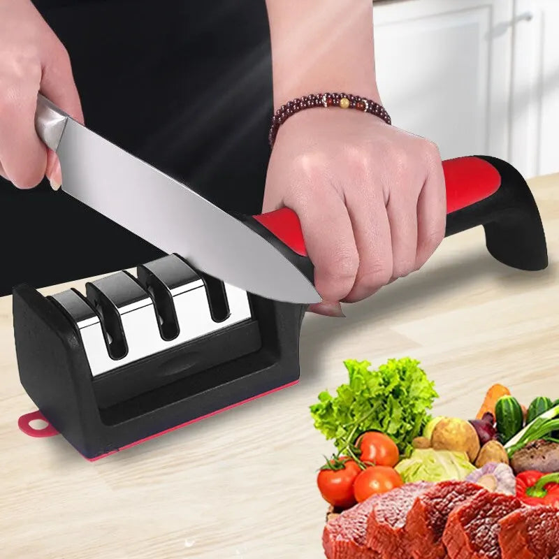 Kitchen 3/4-Segment Knife Sharpener Household Multi-Functional Hand-Held 3/4-Purpose Black Sharpening Stone Kitchen 3/4-Segment Knife Sharpener Household Multi-Functional Hand-Held 3/4-Purpose Black Sharpening Stone