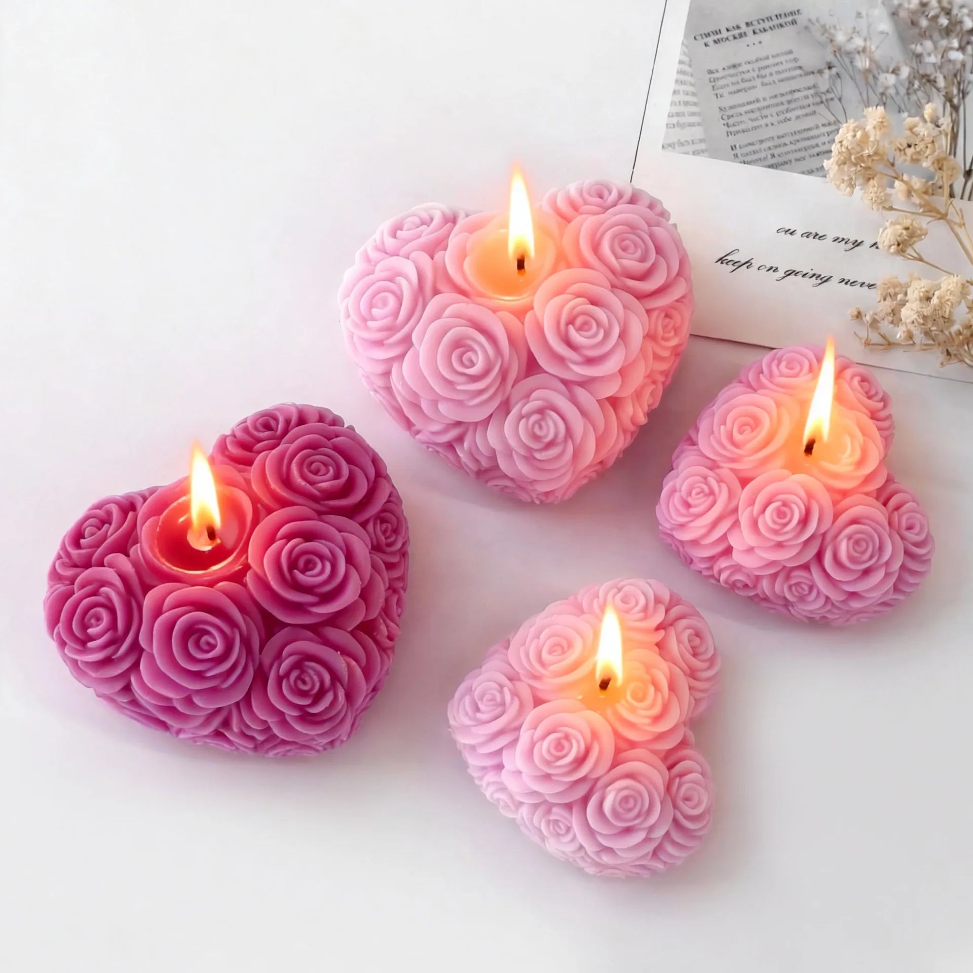 DIY Love Rose Flowers Valentine's Day Candle Mold Aroma Gypsum Resin Silicone Mould Handmade Soap Candle Making Supplies DIY Love Rose Flowers Valentine's Day Candle Mold Aroma Gypsum Resin Silicone Mould Handmade Soap Candle Making Supplies