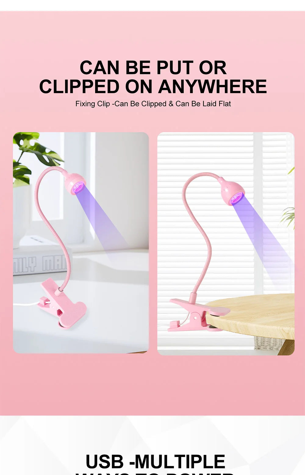 Nail LED UV Lamp for Drying Gel Nails Polish Clip-On Flexible Desk Mini Portable USB Nail Lamp UV Light Dryer for Manicure Salon Nail LED UV Lamp for Drying Gel Nails Polish Clip-On Flexible Desk Mini Portable USB Nail Lamp UV Light Dryer for Manicure Salon