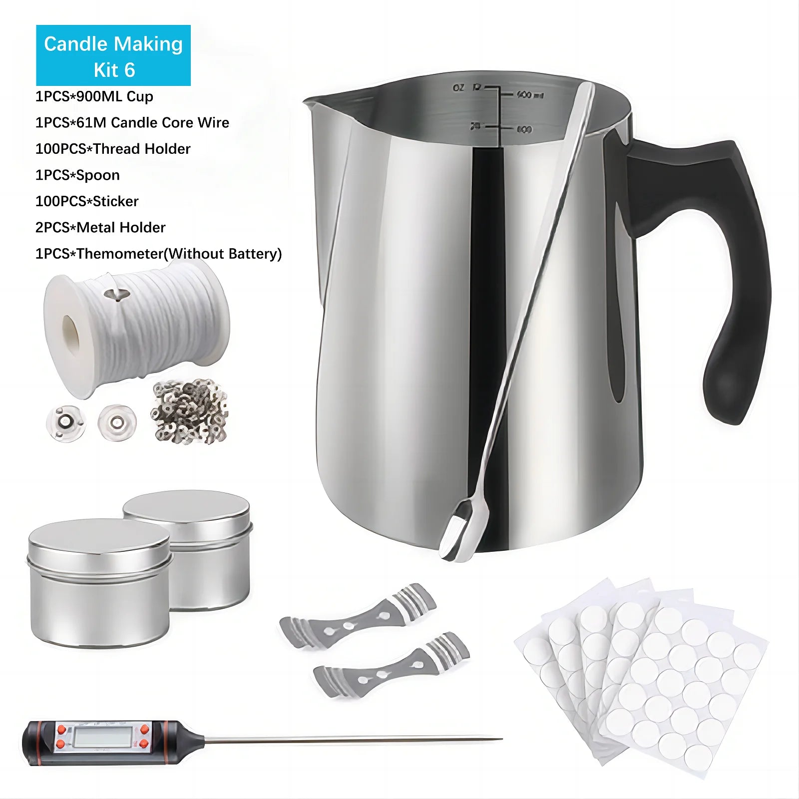 DIY Candle Making Tools Kit - Includes Pouring Pot Wax Melting Material Aromatherapy Wicks & Holder for Crafting Homemade Candle DIY Candle Making Tools Kit - Includes Pouring Pot Wax Melting Material Aromatherapy Wicks & Holder for Crafting Homemade Candle