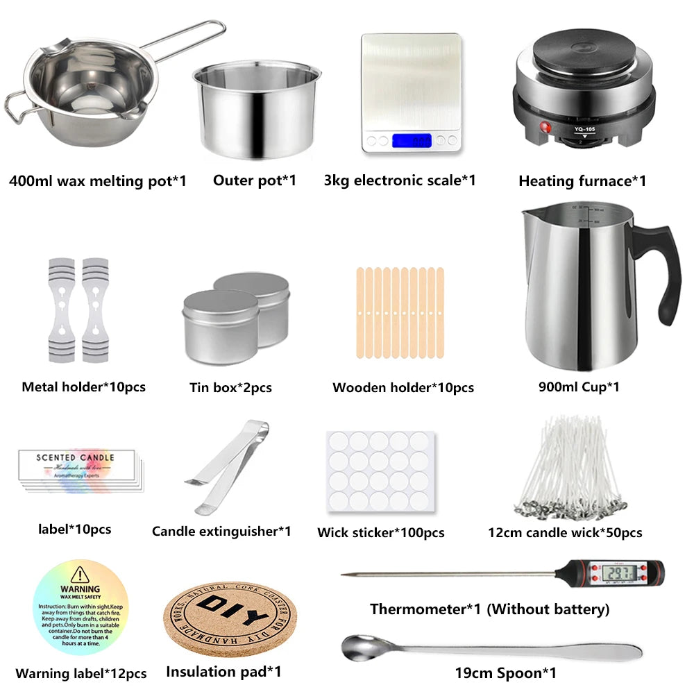 1 Set Candle Making Kit Pouring Pot Candle Making Supplies Tools Kit Diy Handmade Wax Candles with Wax Melting Hot Plate 1 Set Candle Making Kit Pouring Pot Candle Making Supplies Tools Kit Diy Handmade Wax Candles with Wax Melting Hot Plate