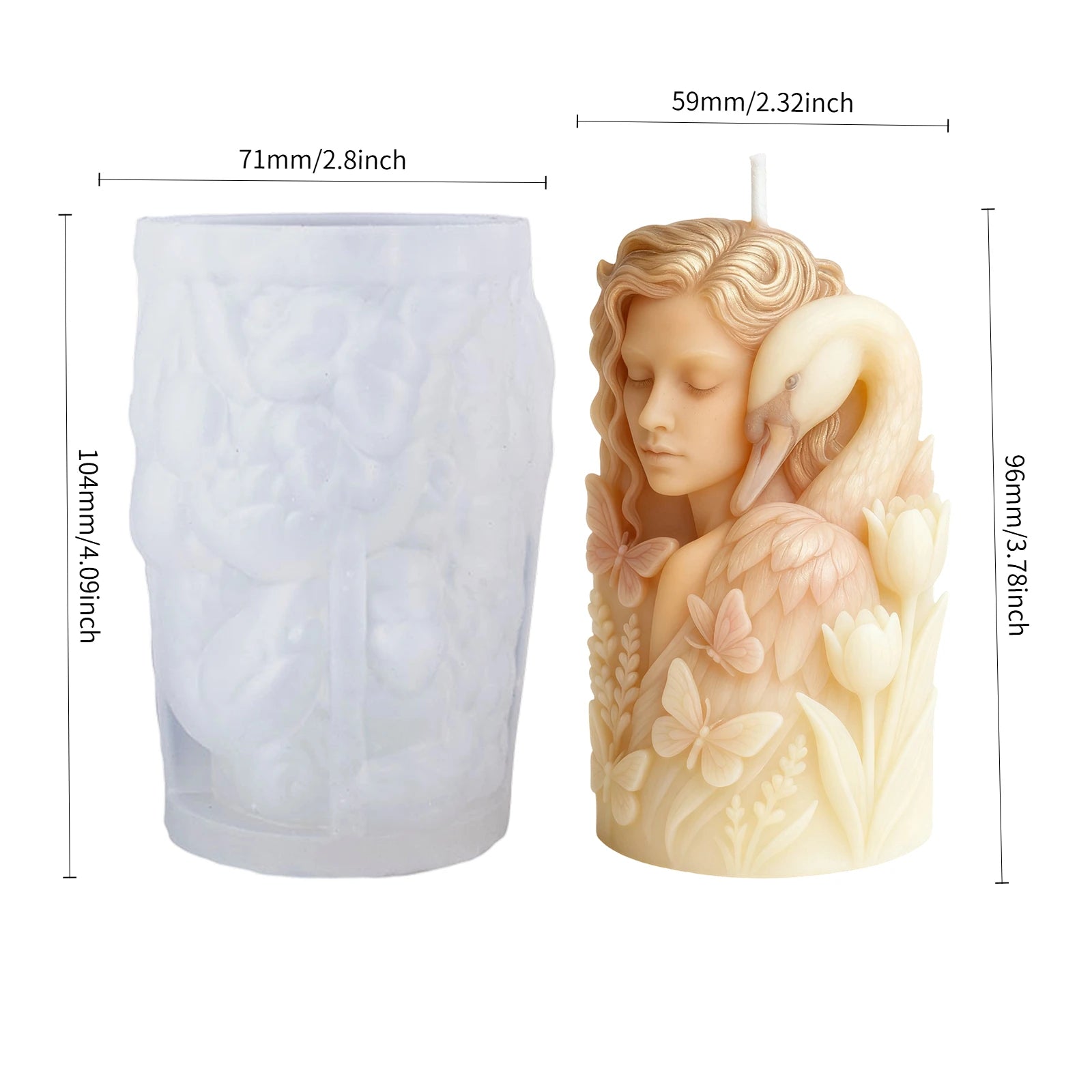 Elegant swan goddess candle mold, durable and reusable silicone mold, suitable for home décor and Christmas decorations. Elegant swan goddess candle mold, durable and reusable silicone mold, suitable for home décor and Christmas decorations.