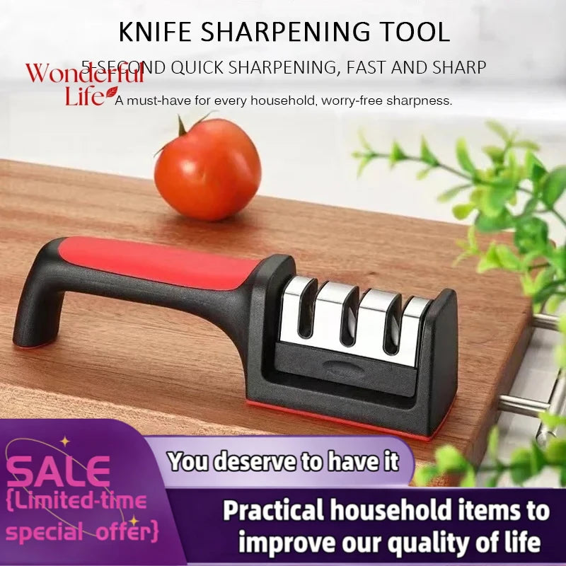 3 Segment Kitchen Knife Sharpener Household Multi-Functional Hand-Held 3/4-Purpose Black Sharpening Stone Sharp Knife Tools 3 Segment Kitchen Knife Sharpener Household Multi-Functional Hand-Held 3/4-Purpose Black Sharpening Stone Sharp Knife Tools