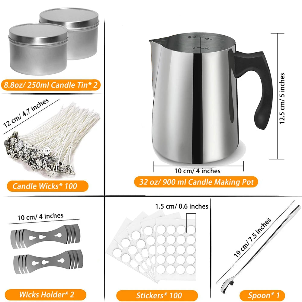 Candle Making Starter Kit Supplies Including Candle Make Pouring Pot Sticker Candle Wick Holder DIY Craft Tools for Adults Candle Making Starter Kit Supplies Including Candle Make Pouring Pot Sticker Candle Wick Holder DIY Craft Tools for Adults