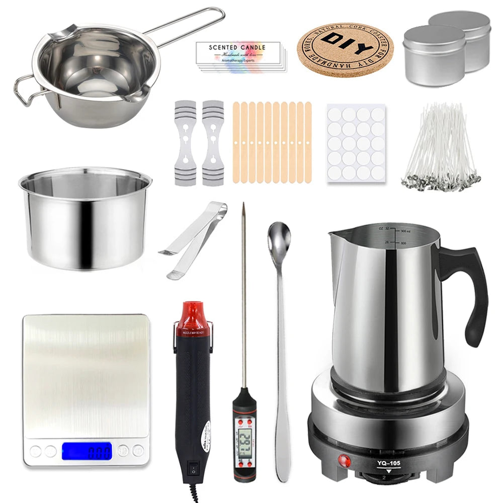 1 Set Candle Making Kit Pouring Pot Candle Making Supplies Tools Kit Diy Handmade Wax Candles with Wax Melting Hot Plate 1 Set Candle Making Kit Pouring Pot Candle Making Supplies Tools Kit Diy Handmade Wax Candles with Wax Melting Hot Plate