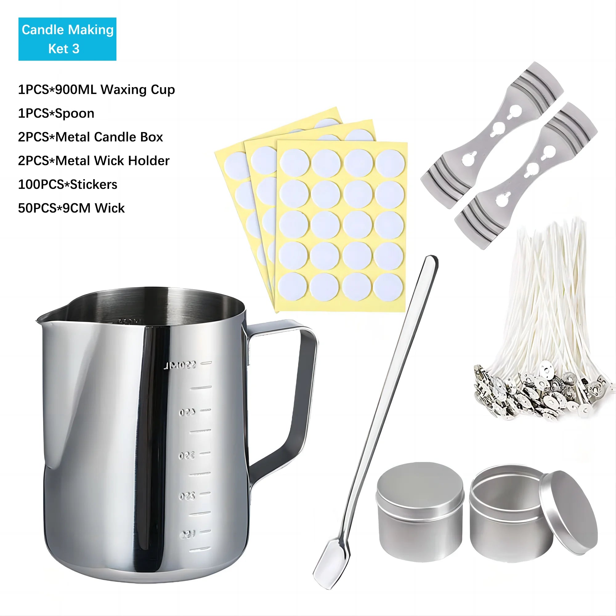 DIY Candle Making Tools Kit - Includes Pouring Pot Wax Melting Material Aromatherapy Wicks & Holder for Crafting Homemade Candle DIY Candle Making Tools Kit - Includes Pouring Pot Wax Melting Material Aromatherapy Wicks & Holder for Crafting Homemade Candle