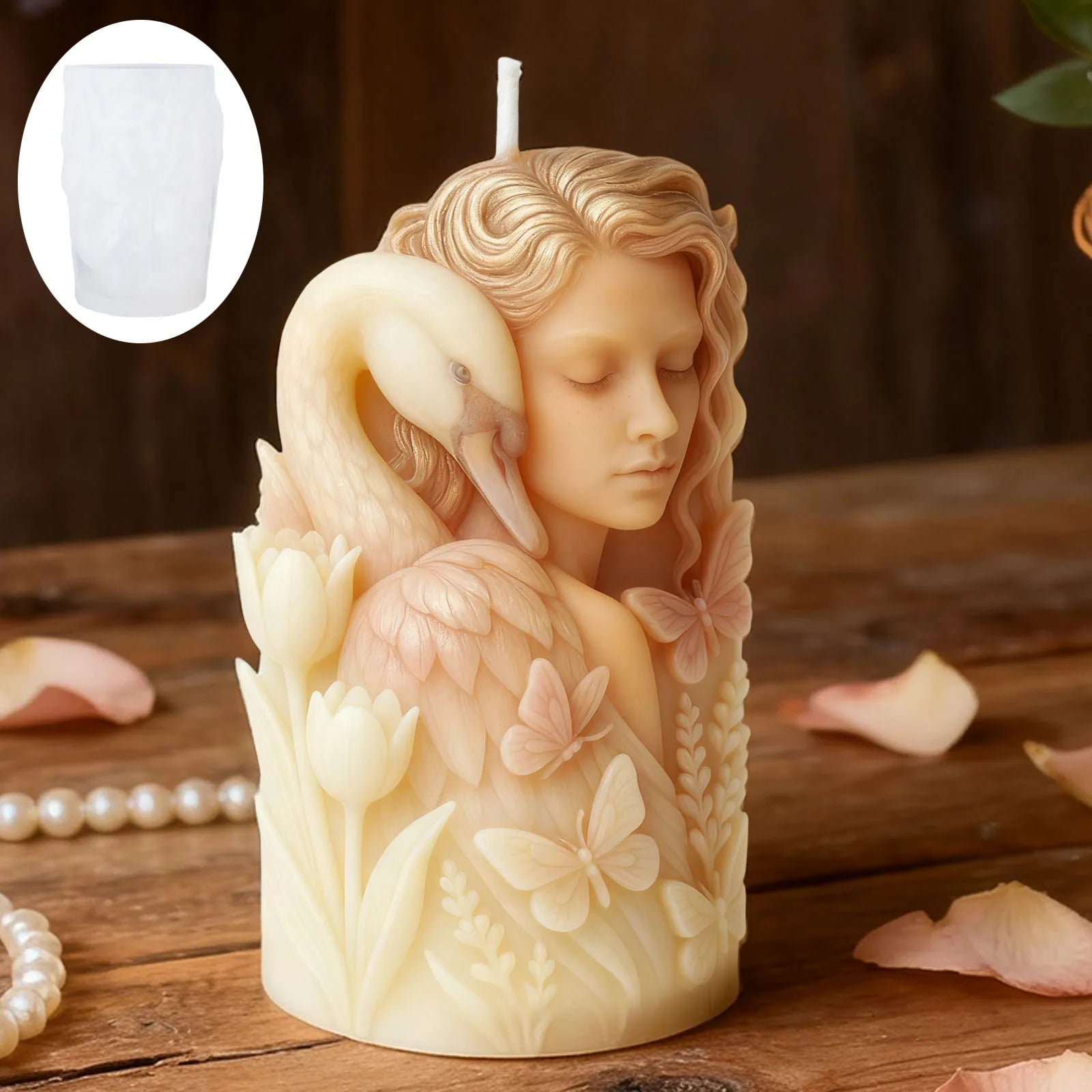 Elegant swan goddess candle mold, durable and reusable silicone mold, suitable for home décor and Christmas decorations. Elegant swan goddess candle mold, durable and reusable silicone mold, suitable for home décor and Christmas decorations.