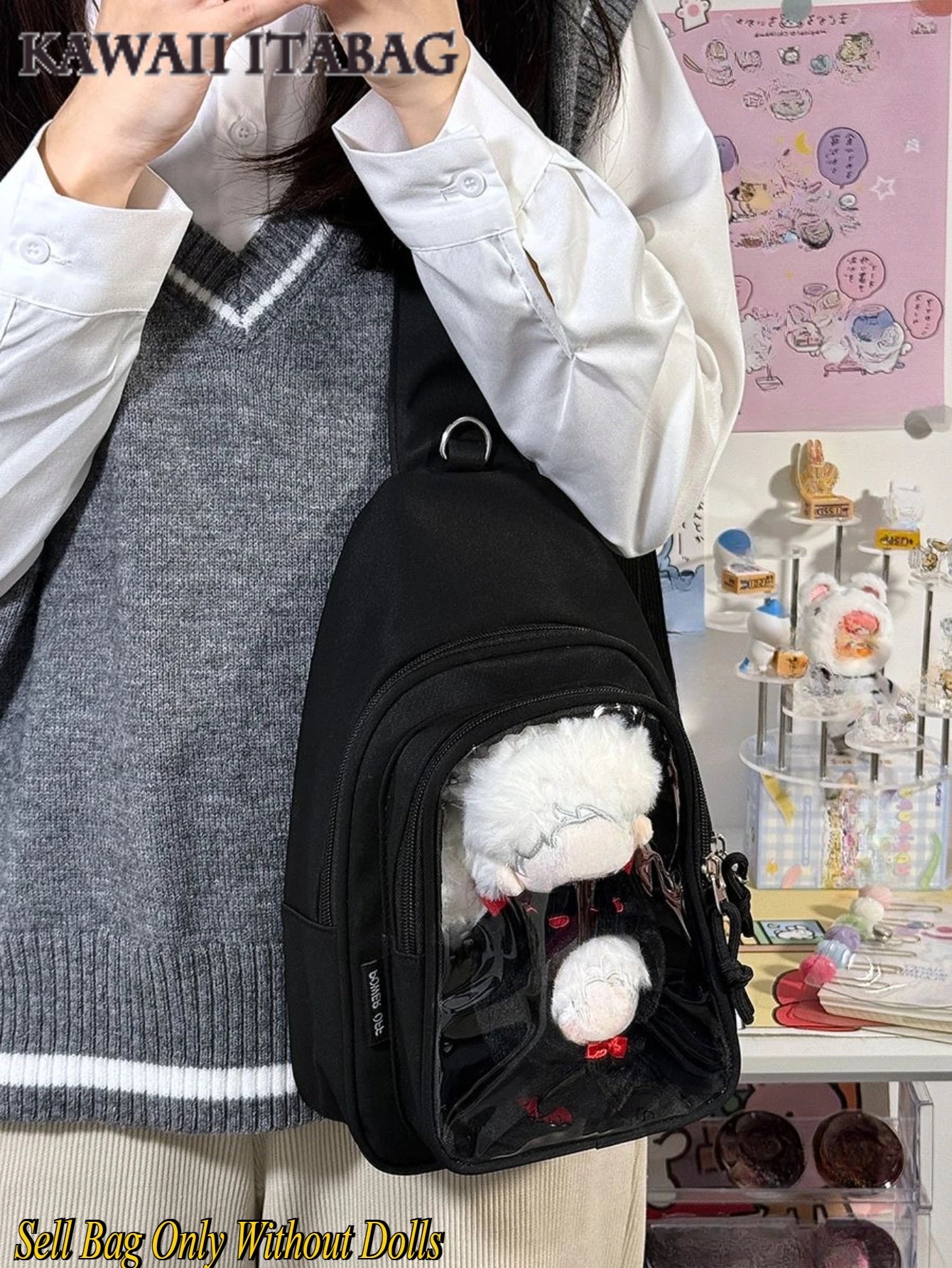 Kawaii Japanese Itabag Girls Soft Nylon Backpack Crossbody Bags 10CM Doll Ita Bag Women With Display Plate Cross Body Sling Bag Kawaii Japanese Itabag Girls Soft Nylon Backpack Crossbody Bags 10CM Doll Ita Bag Women With Display Plate Cross Body Sling Bag