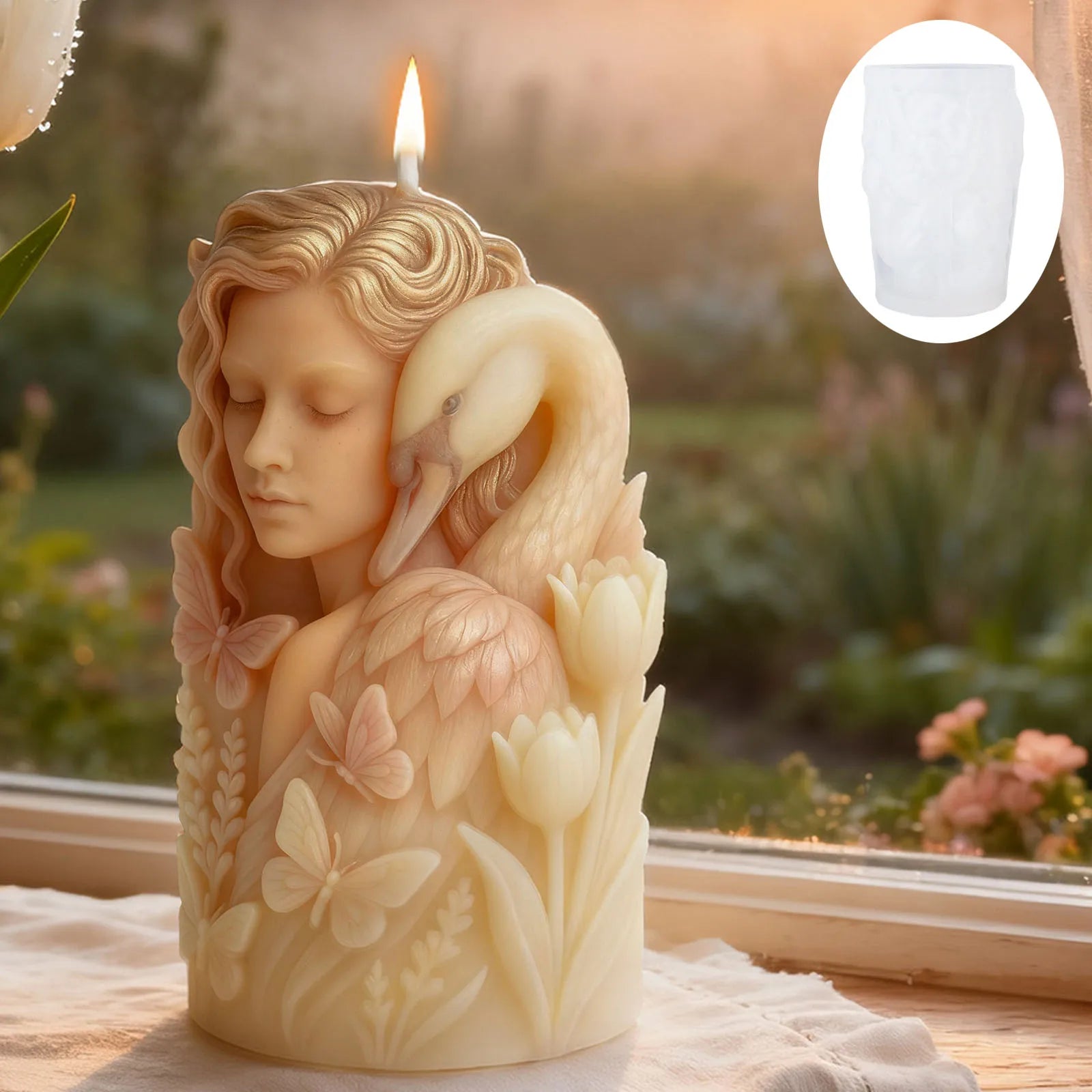 Elegant swan goddess candle mold, durable and reusable silicone mold, suitable for home décor and Christmas decorations. Elegant swan goddess candle mold, durable and reusable silicone mold, suitable for home décor and Christmas decorations.