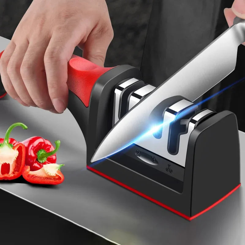 Kitchen 4-Segment Knife Sharpener Household Multi-Functional Hand-Held 4-Purpose Black Sharpening Stone Quick Knife Sharpener Kitchen 4-Segment Knife Sharpener Household Multi-Functional Hand-Held 4-Purpose Black Sharpening Stone Quick Knife Sharpener