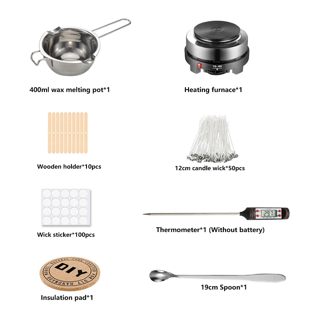 1 Set Candle Making Kit Pouring Pot Candle Making Supplies Tools Kit Diy Handmade Wax Candles with Wax Melting Hot Plate 1 Set Candle Making Kit Pouring Pot Candle Making Supplies Tools Kit Diy Handmade Wax Candles with Wax Melting Hot Plate