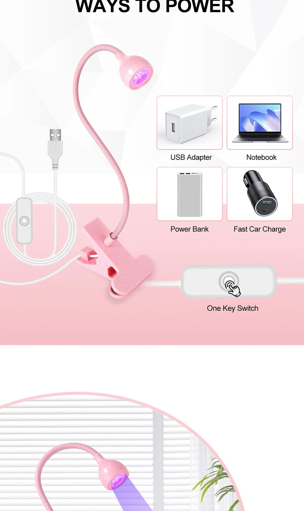Nail LED UV Lamp for Drying Gel Nails Polish Clip-On Flexible Desk Mini Portable USB Nail Lamp UV Light Dryer for Manicure Salon Nail LED UV Lamp for Drying Gel Nails Polish Clip-On Flexible Desk Mini Portable USB Nail Lamp UV Light Dryer for Manicure Salon