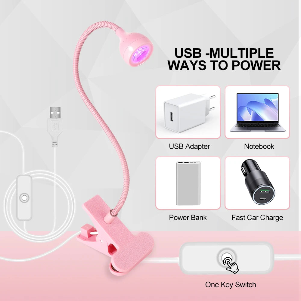 Nail LED UV Lamp for Drying Gel Nails Polish Clip-On Flexible Desk Mini Portable USB Nail Lamp UV Light Dryer for Manicure Salon Nail LED UV Lamp for Drying Gel Nails Polish Clip-On Flexible Desk Mini Portable USB Nail Lamp UV Light Dryer for Manicure Salon