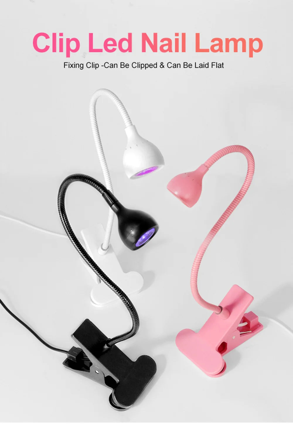 Nail LED UV Lamp for Drying Gel Nails Polish Clip-On Flexible Desk Mini Portable USB Nail Lamp UV Light Dryer for Manicure Salon Nail LED UV Lamp for Drying Gel Nails Polish Clip-On Flexible Desk Mini Portable USB Nail Lamp UV Light Dryer for Manicure Salon