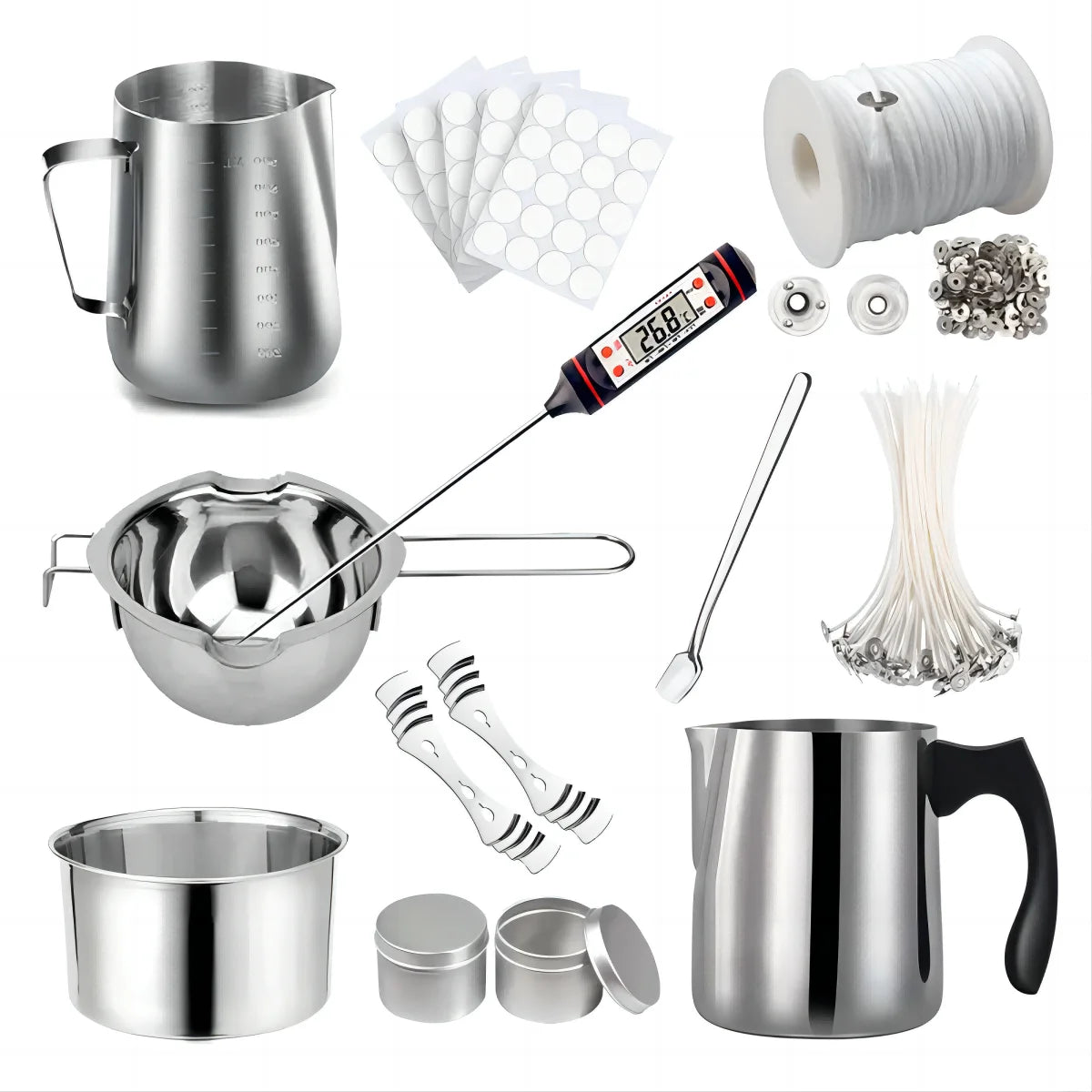 DIY Candle Making Tools Kit - Includes Pouring Pot Wax Melting Material Aromatherapy Wicks & Holder for Crafting Homemade Candle DIY Candle Making Tools Kit - Includes Pouring Pot Wax Melting Material Aromatherapy Wicks & Holder for Crafting Homemade Candle
