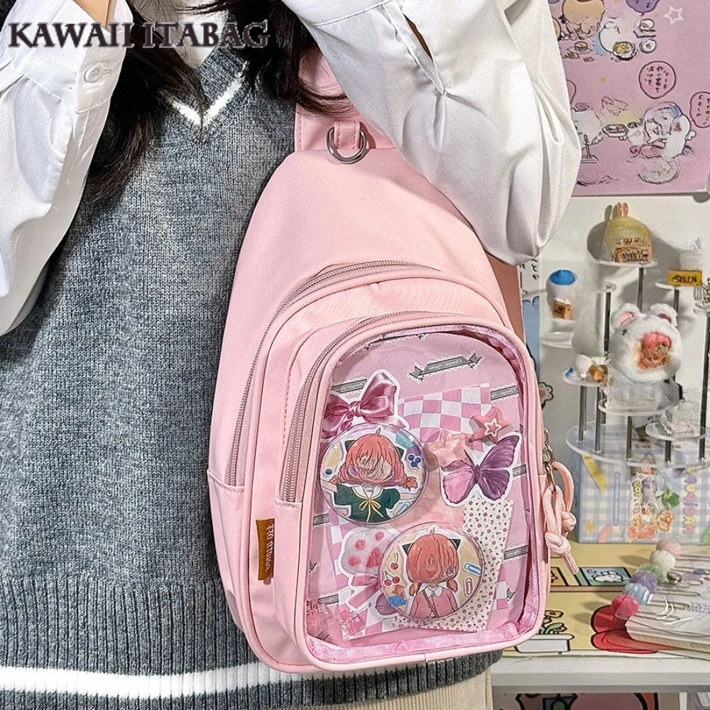 Kawaii Japanese Itabag Girls Soft Nylon Backpack Crossbody Bags 10CM Doll Ita Bag Women With Display Plate Cross Body Sling Bag Kawaii Japanese Itabag Girls Soft Nylon Backpack Crossbody Bags 10CM Doll Ita Bag Women With Display Plate Cross Body Sling Bag