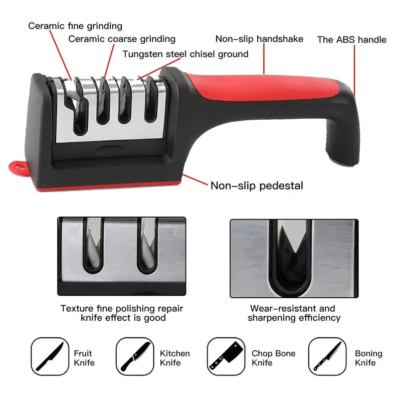 Kitchen 4-Segment Knife Sharpener Household Multi-Functional Hand-Held 4-Purpose Black Sharpening Stone Quick Knife Sharpener Kitchen 4-Segment Knife Sharpener Household Multi-Functional Hand-Held 4-Purpose Black Sharpening Stone Quick Knife Sharpener