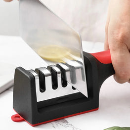 Kitchen 4Segment Knife Sharpener Household Multi-Functional Hand-Held Three-Purpose Black Sharpening Stone