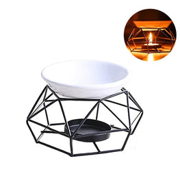 Nordic Candle Holder Aromatherapy Ceramic Oil Lamp Stainless Steel Base Aroma Burner Home Decoration Ornament Meditation Gift