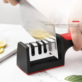Kitchen 4Segment Knife Sharpener Household Multi-Functional Hand-Held Three-Purpose Black Sharpening Stone