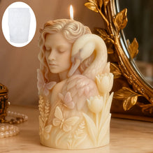 Elegant swan goddess candle mold, durable and reusable silicone mold, suitable for home décor and Christmas decorations.