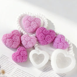 DIY Love Rose Flowers Valentine's Day Candle Mold Aroma Gypsum Resin Silicone Mould Handmade Soap Candle Making Supplies