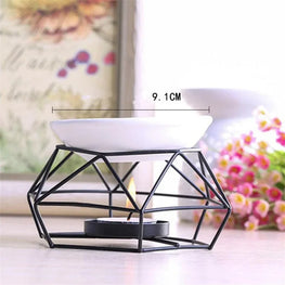 Nordic Candle Holder Aromatherapy Ceramic Oil Lamp Stainless Steel Base Aroma Burner Home Decoration Ornament Meditation Gift