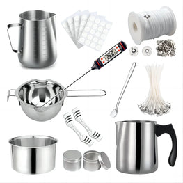 DIY Candle Making Tools Kit - Includes Pouring Pot Wax Melting Material Aromatherapy Wicks & Holder for Crafting Homemade Candle